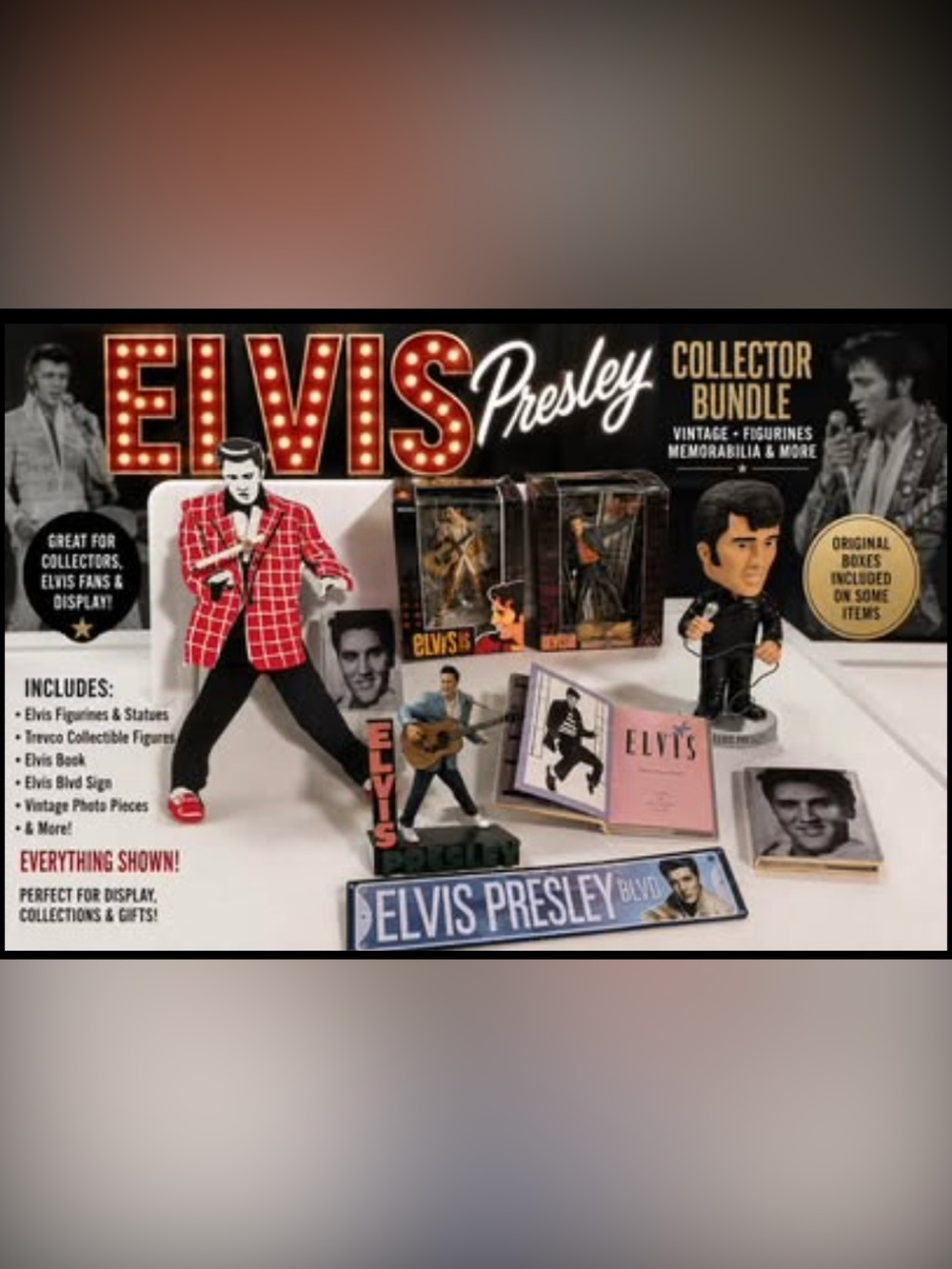 Elvis Presley Collectibles & Memorabilia Bundle – Vintage Figurines, Book & More